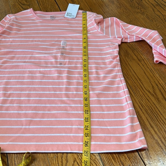 Kim Rogers pink stripe top. Sleeves are 3/4 length, 100% cotton, Size XL, NWT. - Picture 9 of 10
